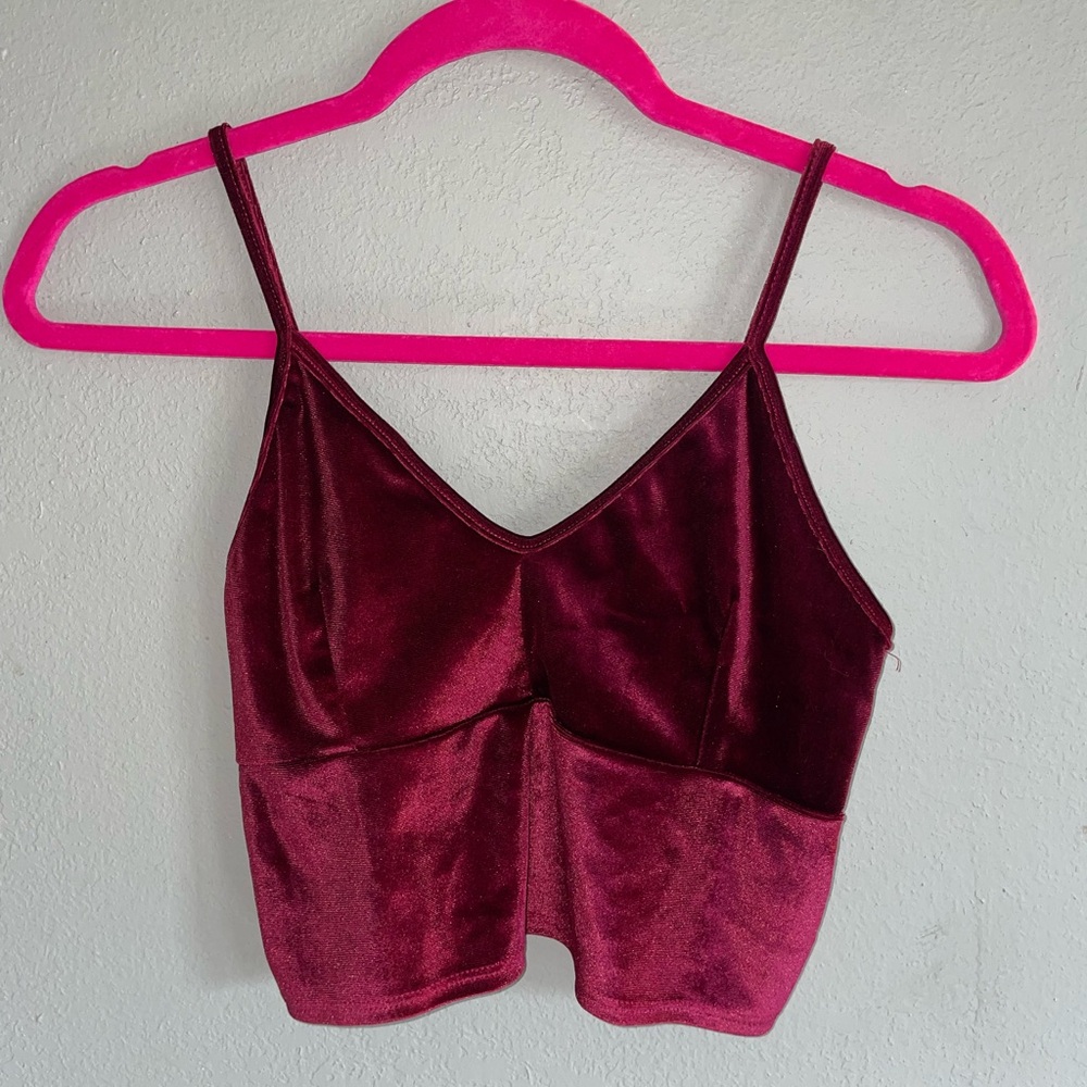 Velvet Crop Top - Medium burgundy